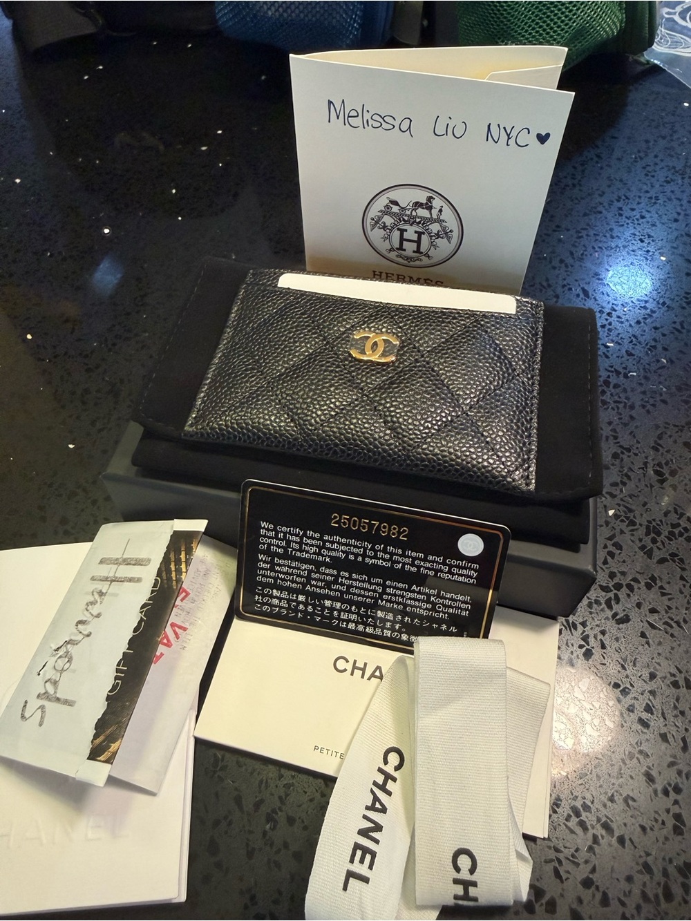 BRAND NEW Chanel Black Caviar Leather Card Holder
